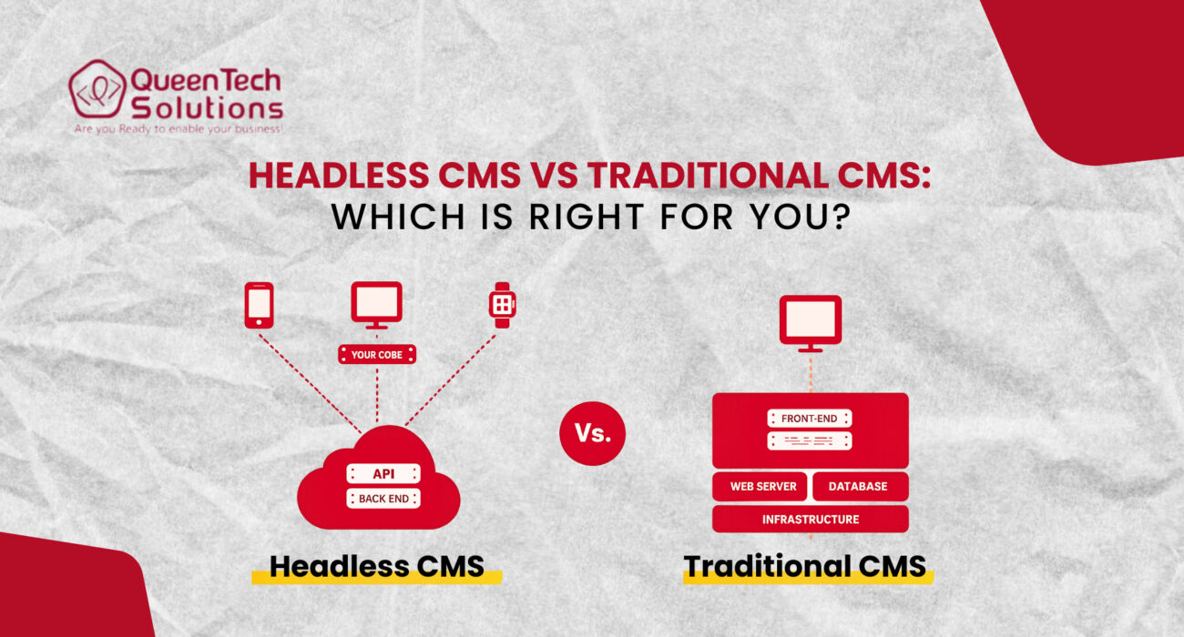 A side-by-side comparative illustration of two digital interfaces, representing the architectural differences of headless CMS vs traditional CMS